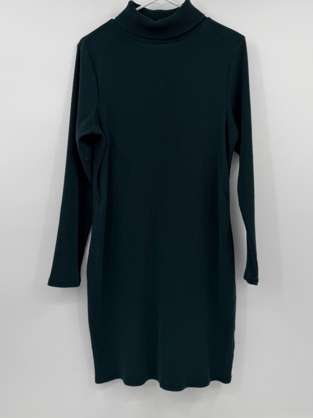 Old Navy Dress Women XL Green Long Sleeve Ribbed Knit Turtle Neck Bodycon Fitted